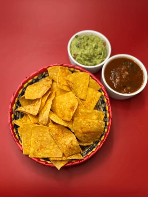 Chips, Guacamole and Salsa.